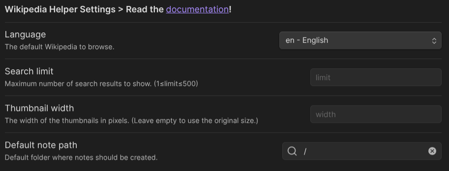 general settings screenshot